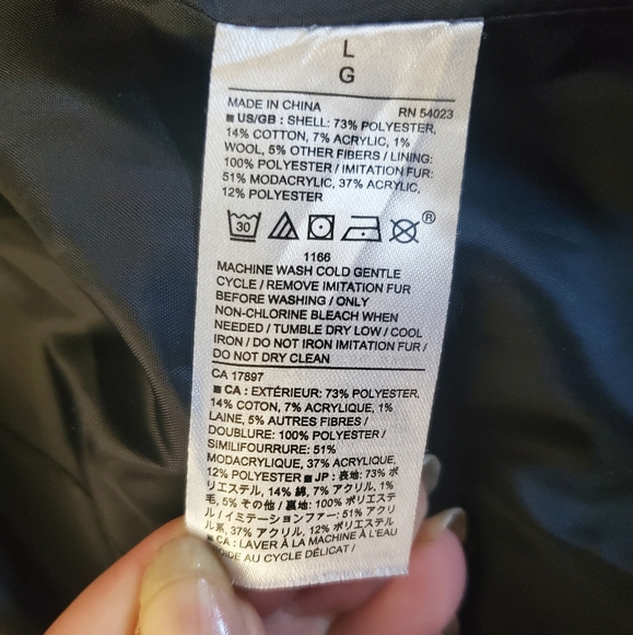 Banana Republic Houndstooth Jacket w/removable Fur Collar, Size L - Picture 4 of 6